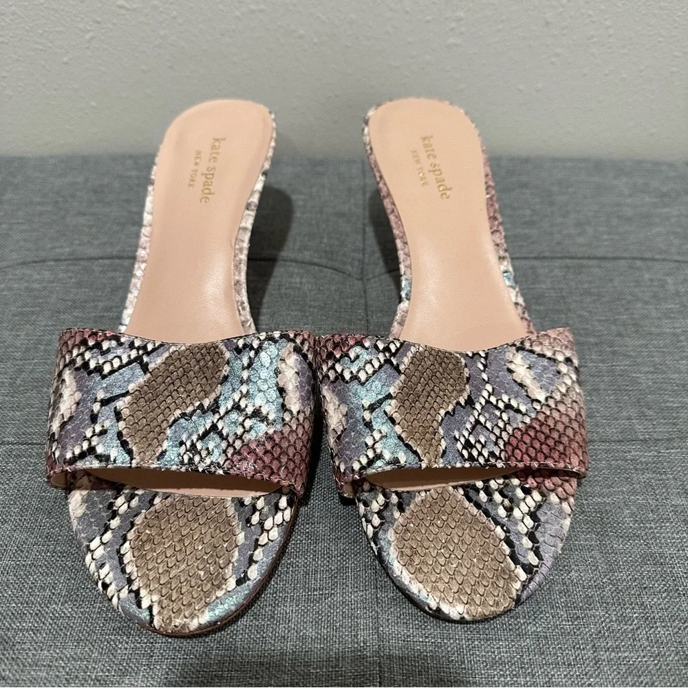 Kate Spade New York Savvi Snakeskin Embossed Leather Mules
